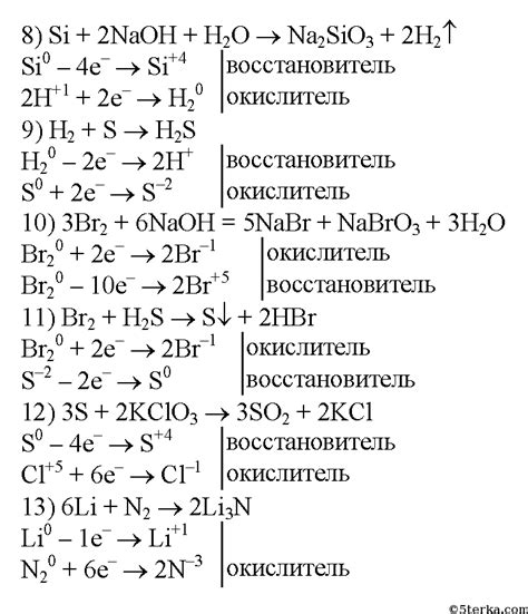 Реакции окислительно-восстановительного процесса с участием металлов