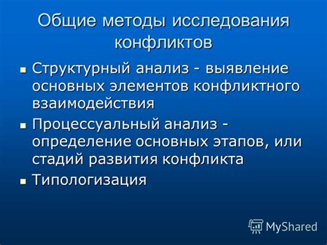 Анализ основных конфликтов