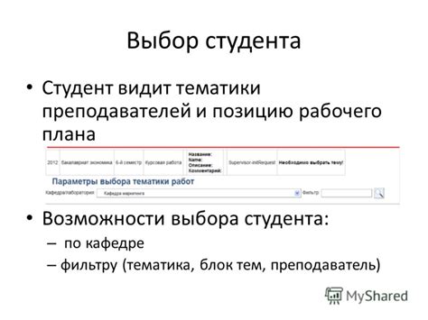 Выбор студента