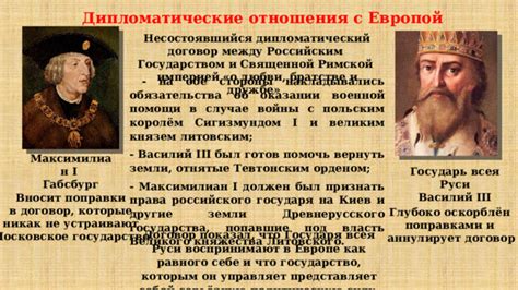Дипломатические взаимоотношения страны с Европой