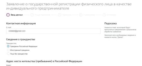 Заполнение анкеты для ИП