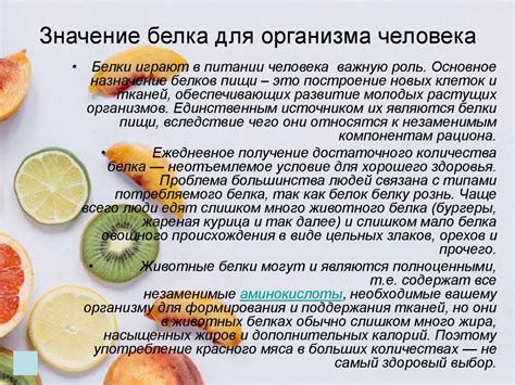 Значение белка для организма