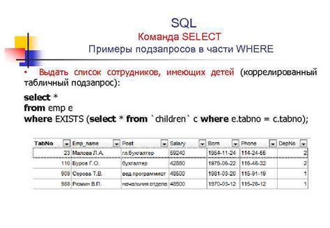 Извлечение данных из базы данных с помощью команд SQL