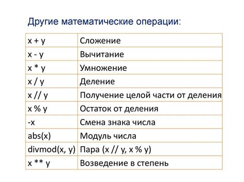 Математические операции