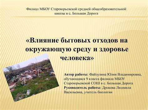 Негативное воздействие отходов группы Г на окружающую среду и человеческое здоровье