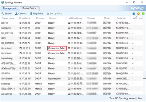 Обновление IP-адреса через Synology Assistant
