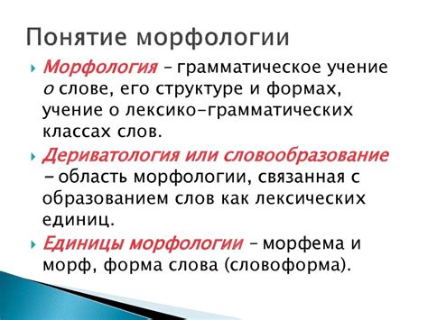 Общее понятие морфологии