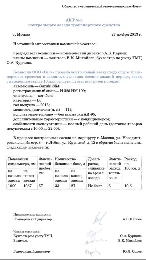 Обязательные документы для списания бензина