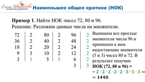 Определение НОК чисел