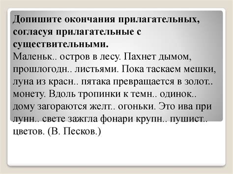 Определение согласования прилагательных с именем существительным в предложении