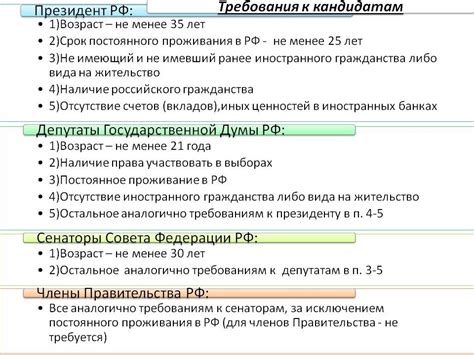 Осведомление о требованиях к кандидатам