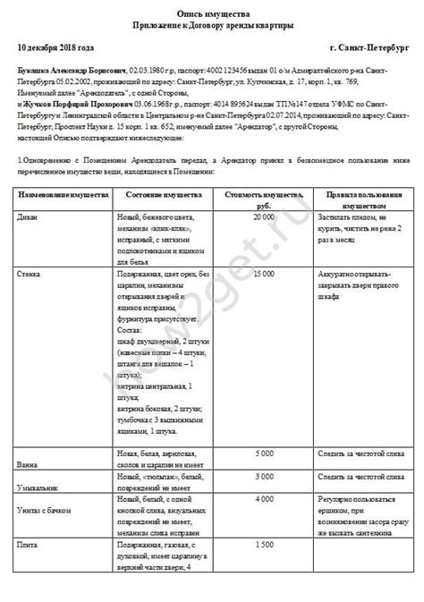 Осмотр и опись имущества