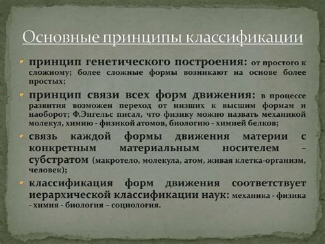 Основные принципы классификации