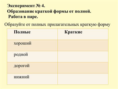 Отличие краткой формы от полной