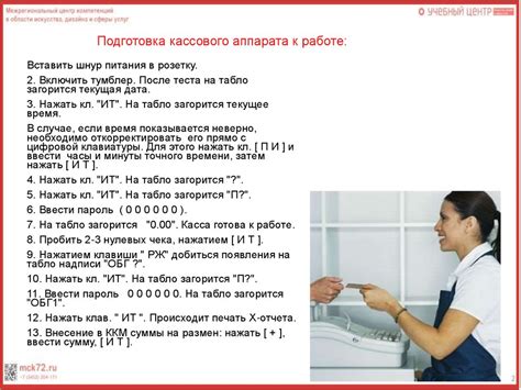 Подготовка кассового аппарата к началу рабочего дня