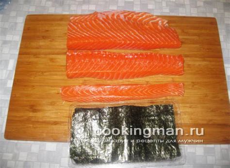 Подготовка рыбы и морепродуктов для суши с плавленным сыром