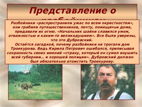 Подробности деятельности разбойников и их начальника шайки в романе "Дубровский"