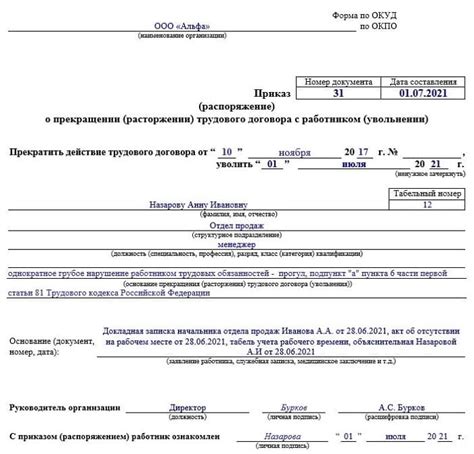 Порядок действий при увольнении сотрудника по статье: поэтапная схема