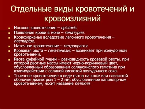 Появление кровоизлияний