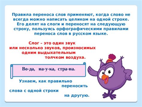 Правила удачного переноса слов в русском языке