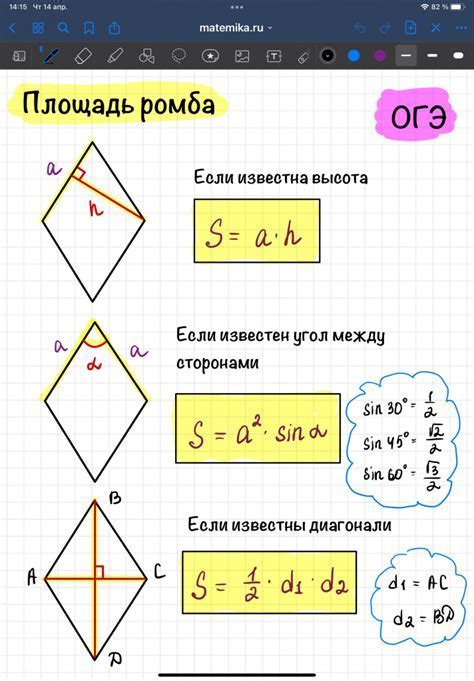 Практическое применение рассчета площади ромба