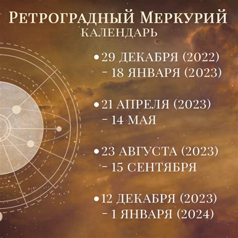 Предстоящие периоды ретроградного Меркурия