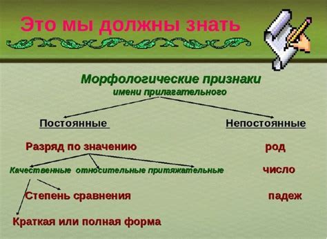 Признаки краткой формы у прилагательного