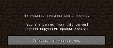 Применение команды /ban