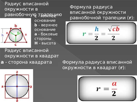 Пример вычисления радиуса окружности, вписанной в квадрат