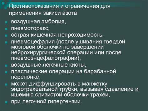 Противопоказания и ограничения применения