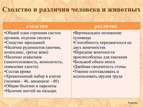 Различия и сходства