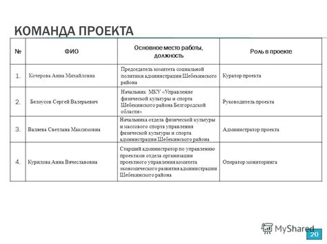 Роль Вероники Кругловой в проекте