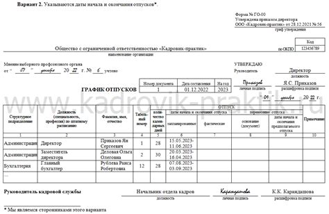 Учет особенностей персонала при составлении расписания отпусков