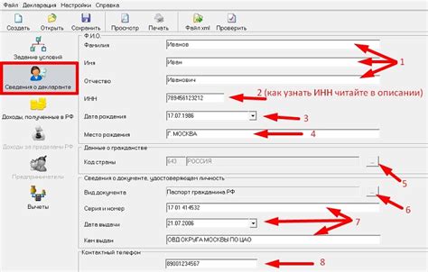 Шаг 7: Заполнение декларации в программе