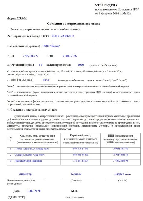 Этапы составления отчета СЗВ-М